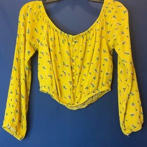 Yellow floral crop top